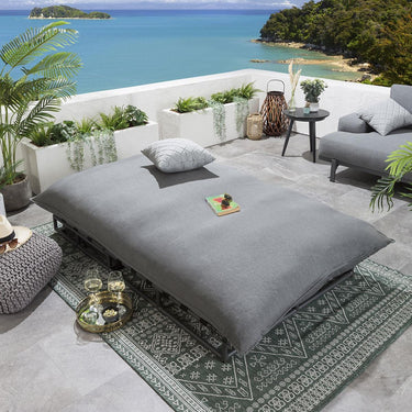 Quatropi Quatropi Large Garden Cushioned Sun Lounger Premium Outdoor Grey