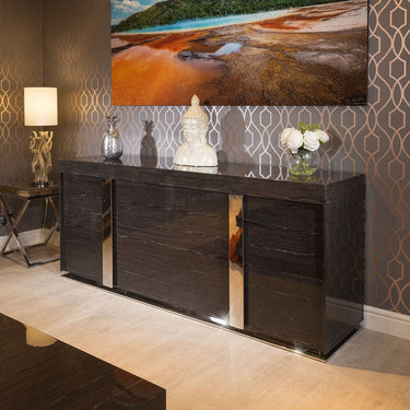 Quatropi Quatropi Large Modern Lacquered Black Grain Sideboard Cabinet 2.0m 912