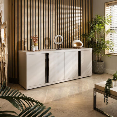 Quatropi Quatropi Large Modern Sideboard Matte Chalk 200cm - 4 Door Cabinet 200cm