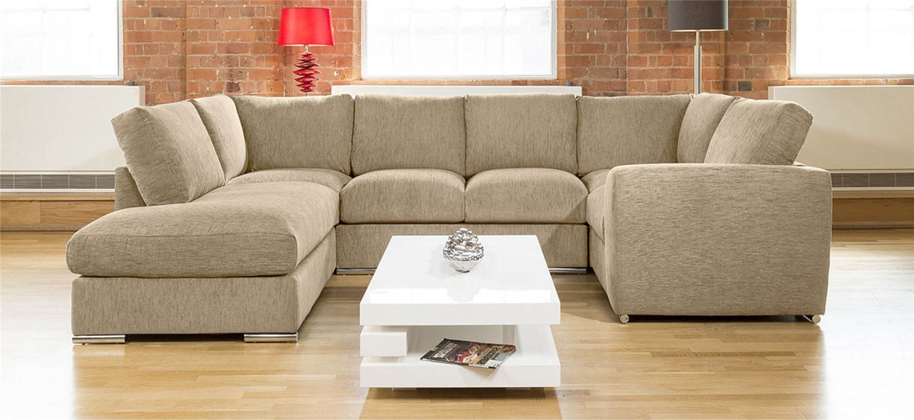Quatropi Quatropi Large Sofa Set Settee Corner Group U Shape Grey 3.3x2.1m L