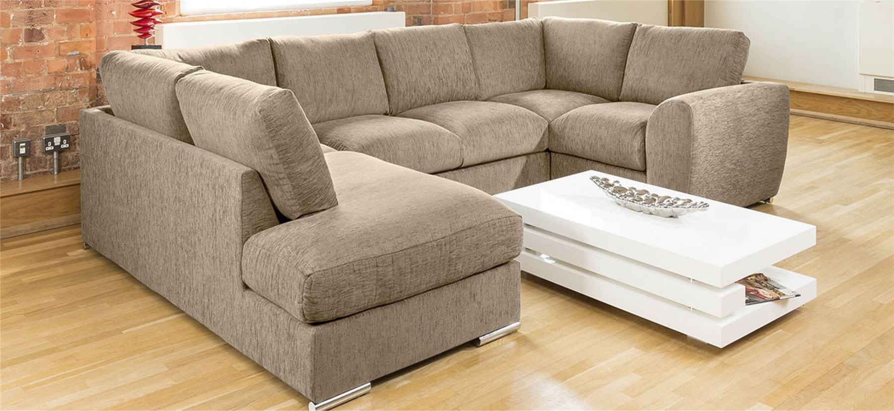 Quatropi Quatropi Large Sofa Set Settee Corner Group U Shape Grey 3.3x2.1m L