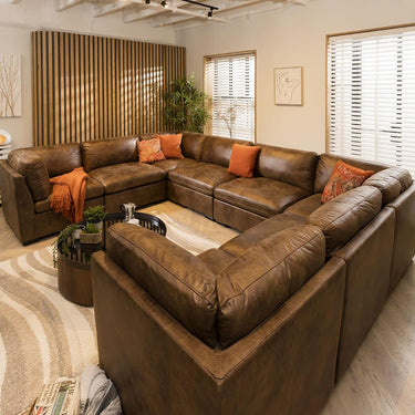 Quatropi Quatropi Luxury Large U-Shaped Modular Sofa Brown Fabric 11