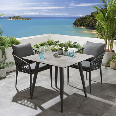 Quatropi Quatropi Modern 2 Seater Ceramic Garden Table And Chairs Set Grey