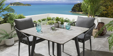 Quatropi Quatropi Modern 2 Seater Ceramic Garden Table And Chairs Set Grey