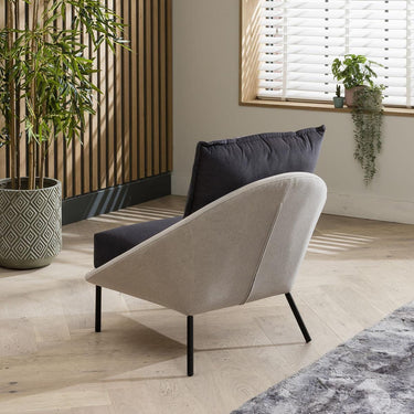 Quatropi Quatropi Modern Accent Chair Soft-Touch Grey Fabric - Metal Legs
