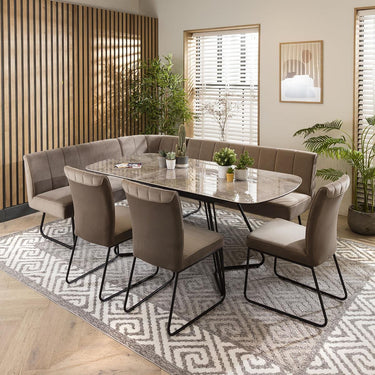 Quatropi Quatropi Modern Corner Bench Dining Set 8 Seater Ceramic Extending Mink