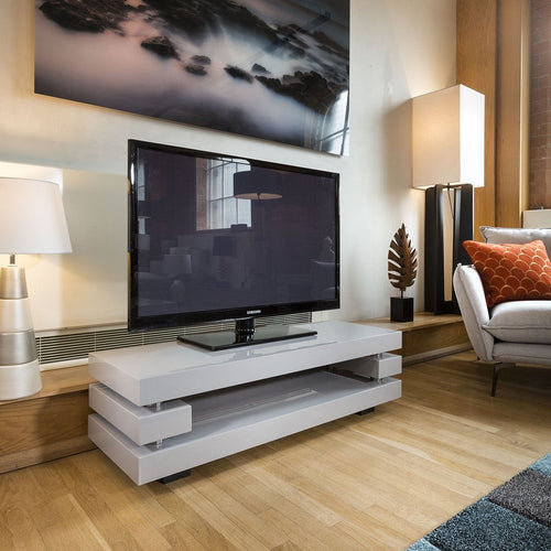 Quatropi Modern Designer TV Cabinet Unit Stand Grey Gloss Stunning 97F