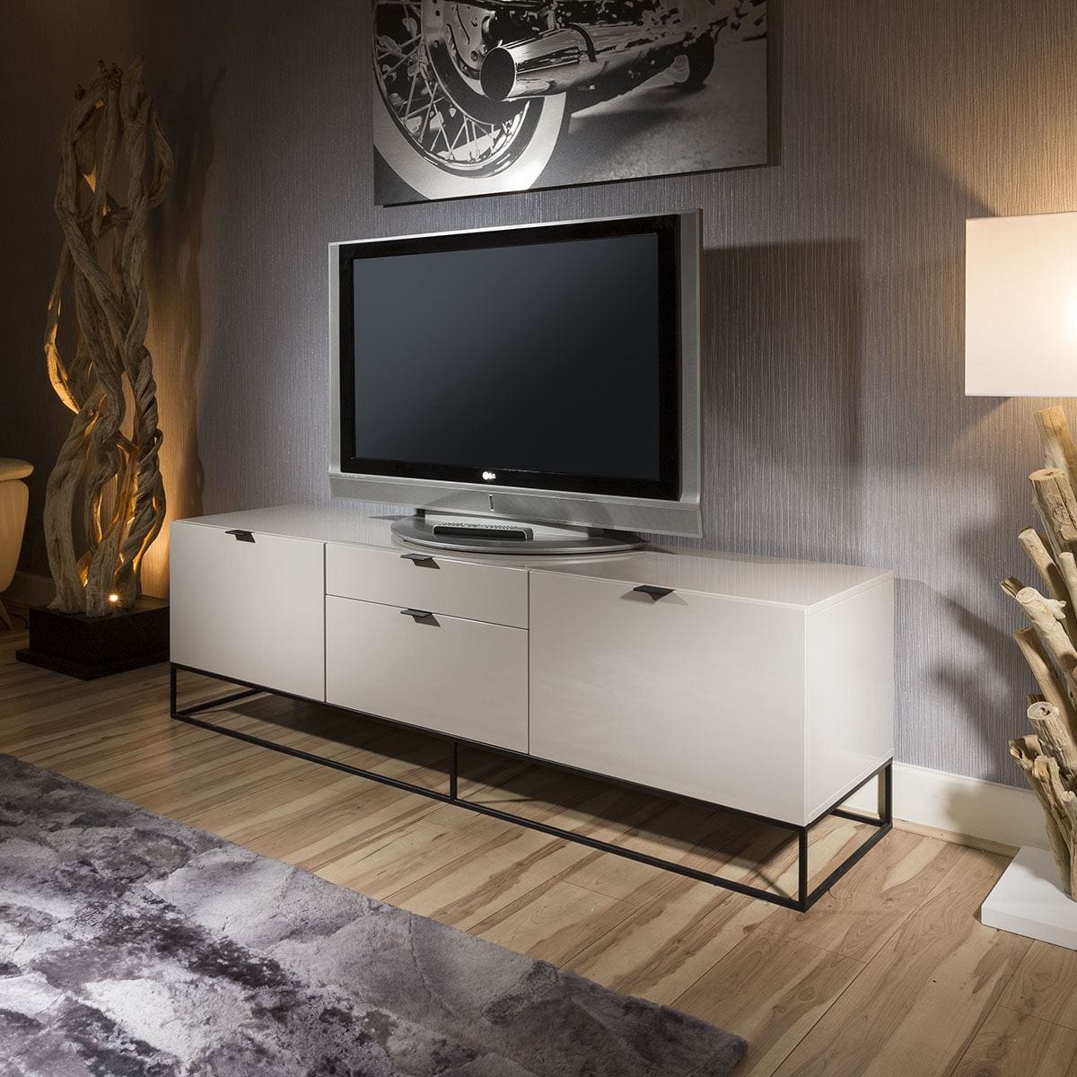 Quatropi Quatropi Modern TV Cabinet / Stand Grey High Gloss 1.8mtr New 1411