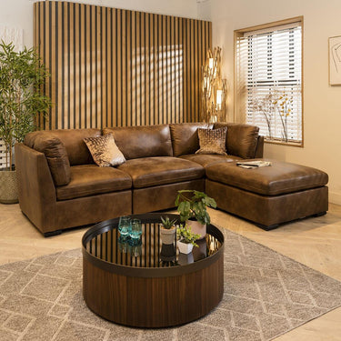 Quatropi Quatropi Modular 3 Seater Modern Sofa Chaise Footstool Brown Fabric