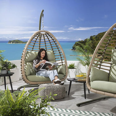 Quatropi Quatropi Outdoor Garden Luxury Hanging Egg Chair Olive Green Swing