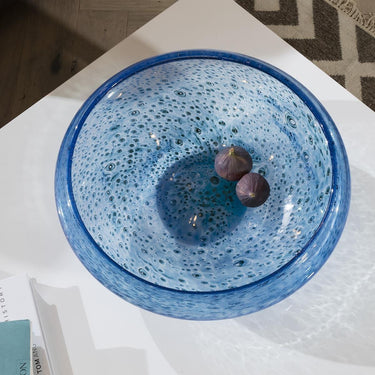 Quatropi Quatropi Round Glass Bowl Blue Ø 38cm - Textured Finish