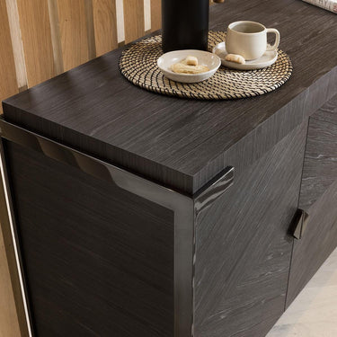 Quatropi Quatropi Sideboard Cabinet 182cm Smoked Oak Wood Finish & Rifle Grey Metal Legs