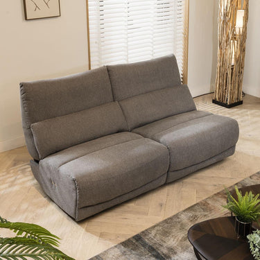 Quatropi Quatropi Small 2 Seater Modern Recliner Sofa Couch Set Grey Fabric S2R