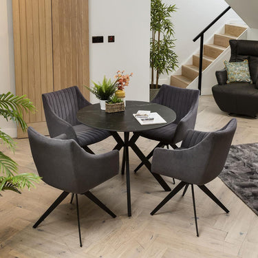 Quatropi Quatropi Small Round Black Ceramic 4 Seater Modern Dining Set