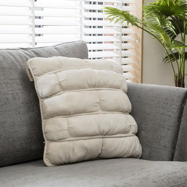 Quatropi Quatropi Square Cushion 45cm White Chamois - Stragger Design, Jumbo Piping