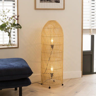 Quatropi Quatropi Tall Blonde Rattan Lamp Brown 105cm Tall