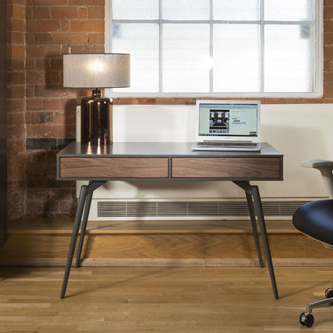 Quatropi Quatropi Tembie Desk / Console Table Rich Walnut / Grey 2 Drawers