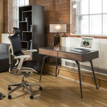 Quatropi Quatropi Tembie Desk / Console Table Rich Walnut / Grey 2 Drawers