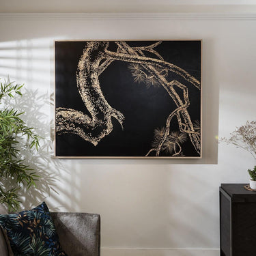 Quatropi Quatropi Wall Art - Hand Carved Black Wood Wall Decor With Frame - 150x120cm