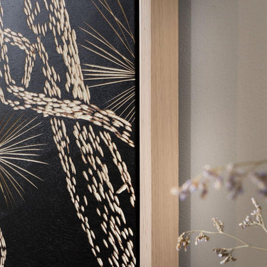 Quatropi Quatropi Wall Art - Hand Carved Black Wood Wall Decor With Frame - 150x120cm