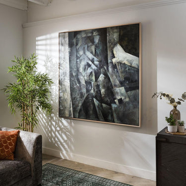 Quatropi Quatropi Wall Art - Hand Painted Black Wall Decor With Frame - 150x150cm