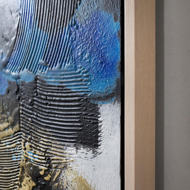 Quatropi Quatropi Wall Art - Hand Painted Blue & Black Wall Decor With Frame - 120x150cm