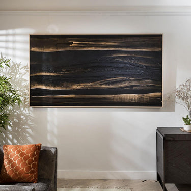 Quatropi Quatropi Wall Art - Large Hand Painted Black & Gold Wall Decor - 200x110cm