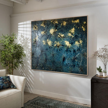 Quatropi Quatropi Wall Art - Large Hand Painted Green & Blue Wall Decor - 180x150cm