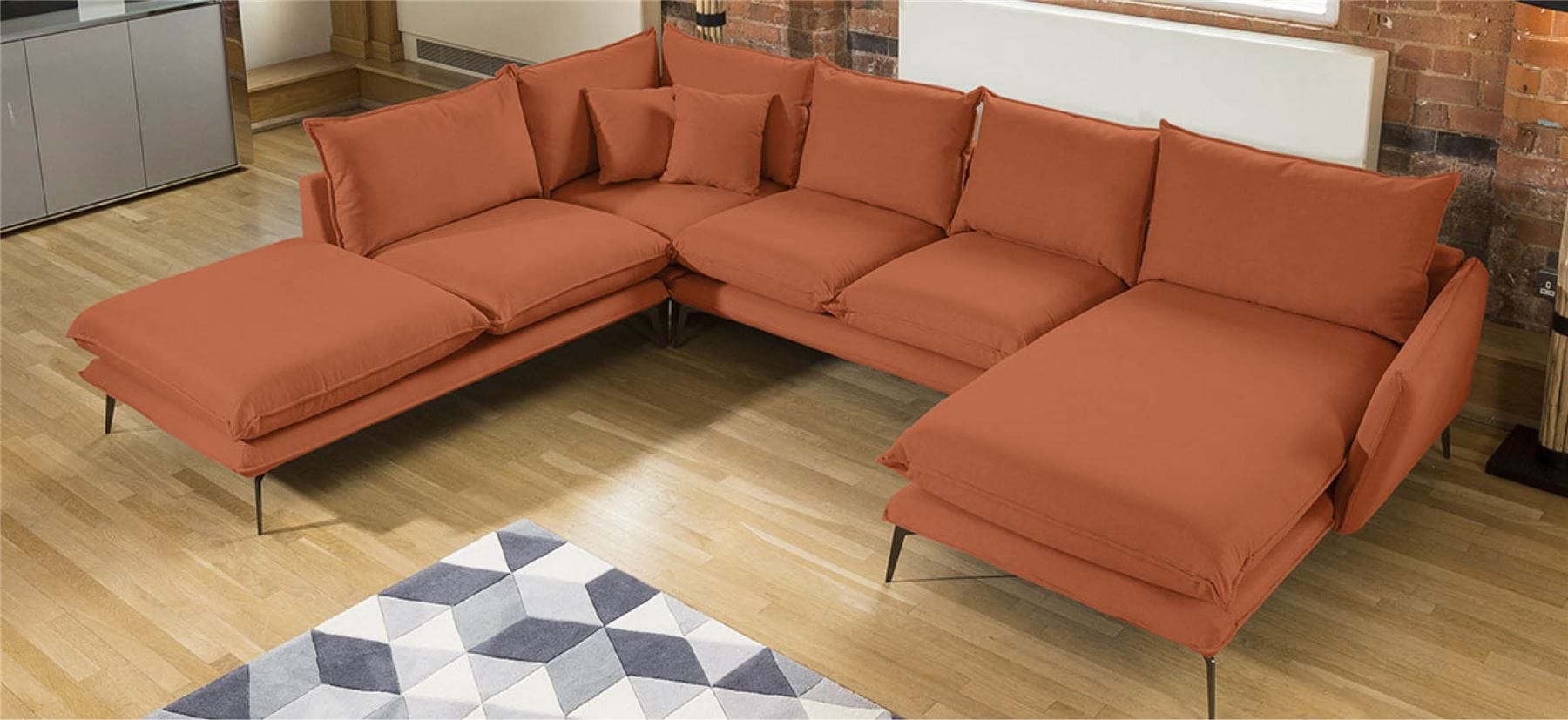 Quatropi Rachel Huge Modern U Shape Designer Modular Sofa Many Fabrics 3.3 x 2.55m