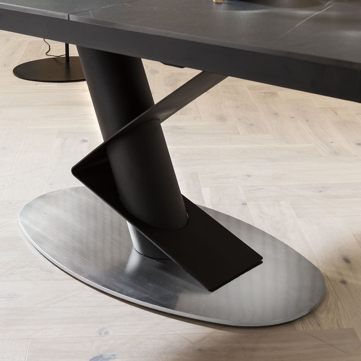 Quatropi Rectangular Ceramic Extending Dining Corner Bench Chair Set Black Marble Left