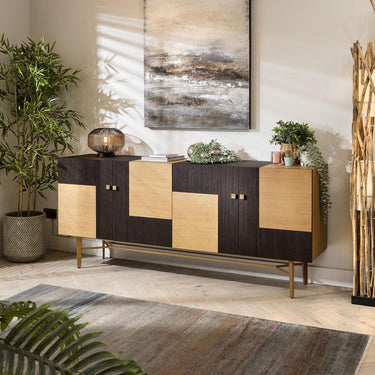 Quatropi Retro Modern 4 Door Sideboard Buffet Cabinet Brown Natural Wood 200cm