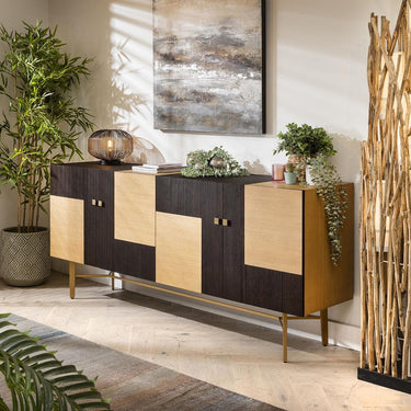 Quatropi Retro Modern 4 Door Sideboard Buffet Cabinet Brown Natural Wood 200cm