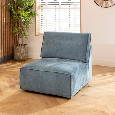 Quatropi Rupert Armless Middle Modular Sofa Section Aqua Blue 89x98cm
