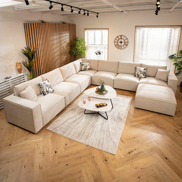 Quatropi Rupert Large 7 Seater Modular Corner Sofa Natural 386x386cm 17