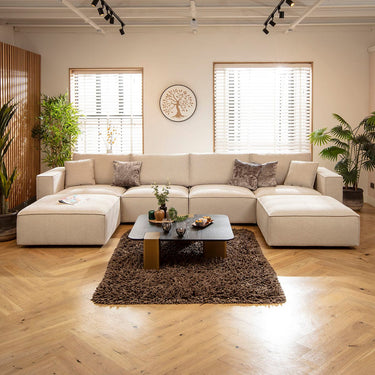 Quatropi Rupert Large Modern 4 Seater Modular Chaise Sofa Settee Natural 398x196cm 7
