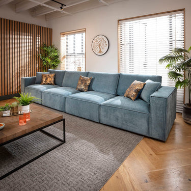 Quatropi Rupert Large Modern 4 Seater Modular Sofa Settee Aqua Blue 398x98cm 16
