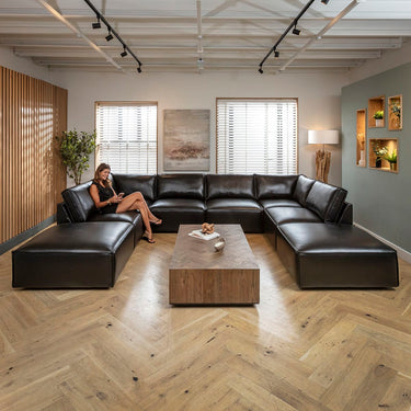 Quatropi Rupert Leather Armless Middle Modular Sofa Section Carbon 89x98cm