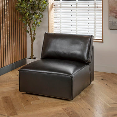 Quatropi Rupert Leather Armless Middle Modular Sofa Section Carbon 89x98cm