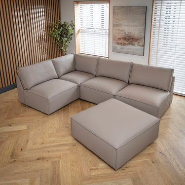 Quatropi Rupert Leather Armless Middle Modular Sofa Section Mushroom 89x98cm