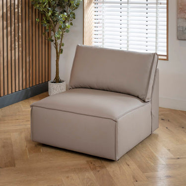 Quatropi Rupert Leather Armless Middle Modular Sofa Section Mushroom 89x98cm