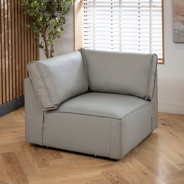 Quatropi Rupert Leather Corner Modular Sofa Section Elephant 98x98cm