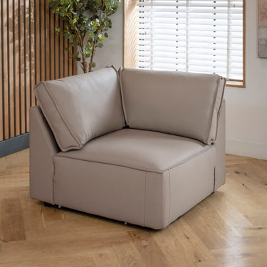 Quatropi Rupert Leather Corner Modular Sofa Section Mushroom 98x98cm
