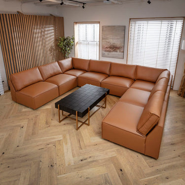 Quatropi Rupert Leather Corner Modular Sofa Section Tuscan 98x98cm