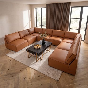 Quatropi Rupert Leather Corner Modular Sofa Section Tuscan 98x98cm