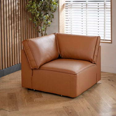 Quatropi Rupert Leather Corner Modular Sofa Section Tuscan 98x98cm