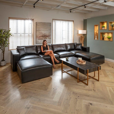 Quatropi Rupert Leather Footstool Section Carbon 98x98cm