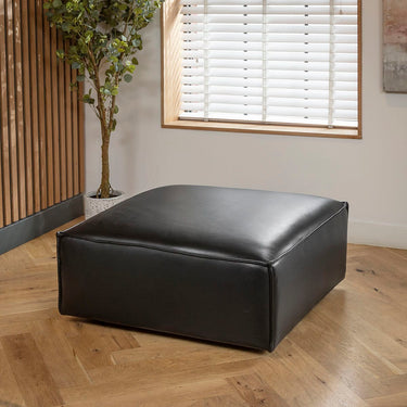 Quatropi Rupert Leather Footstool Section Carbon 98x98cm