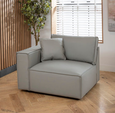 Quatropi Rupert Leather Left-Hand Armed Modular Sofa Section Elephant 110x98cm