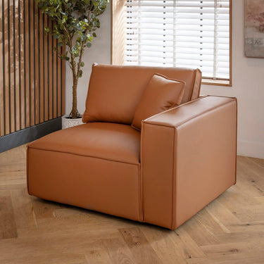 Quatropi Rupert Leather Right-Hand Armed Modular Sofa Section Tuscan 110x98cm