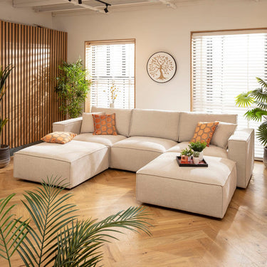 Quatropi Rupert Modern 3 Seater Modular U-Shape Chaise Sofa Natural 309x196cm 4
